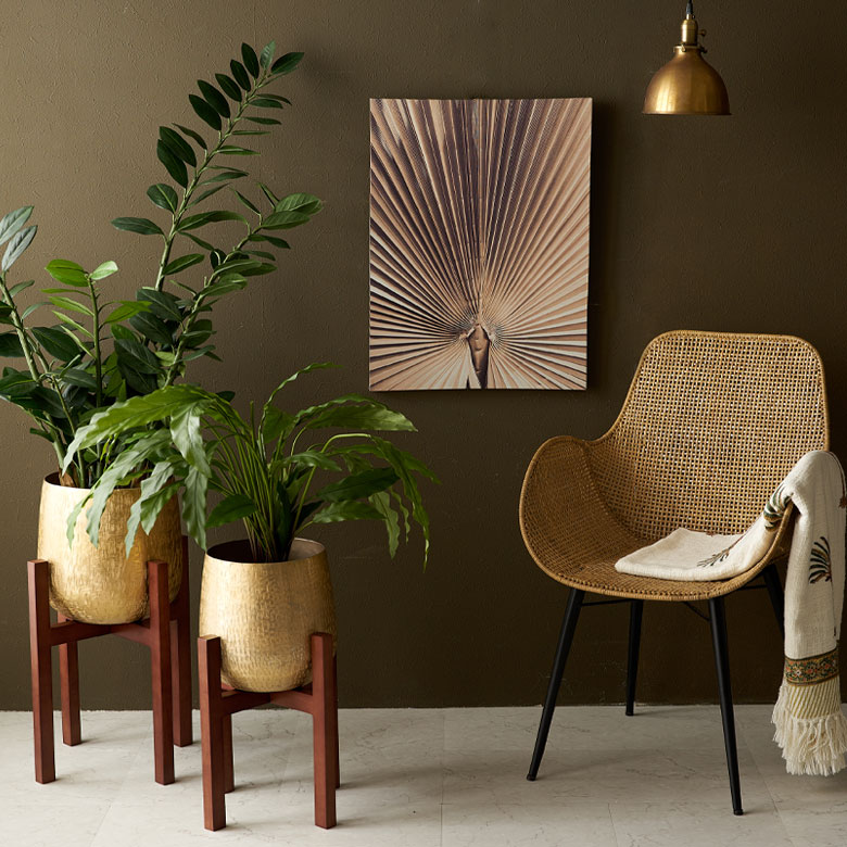 インテリアパネル ボタニカル柄ゴールド70☆インテリア雑貨 壁飾り