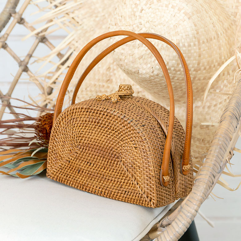 かごバッグ アタバッグ かご バッグ ハーフムーン 約 W 20cm D 9cm H