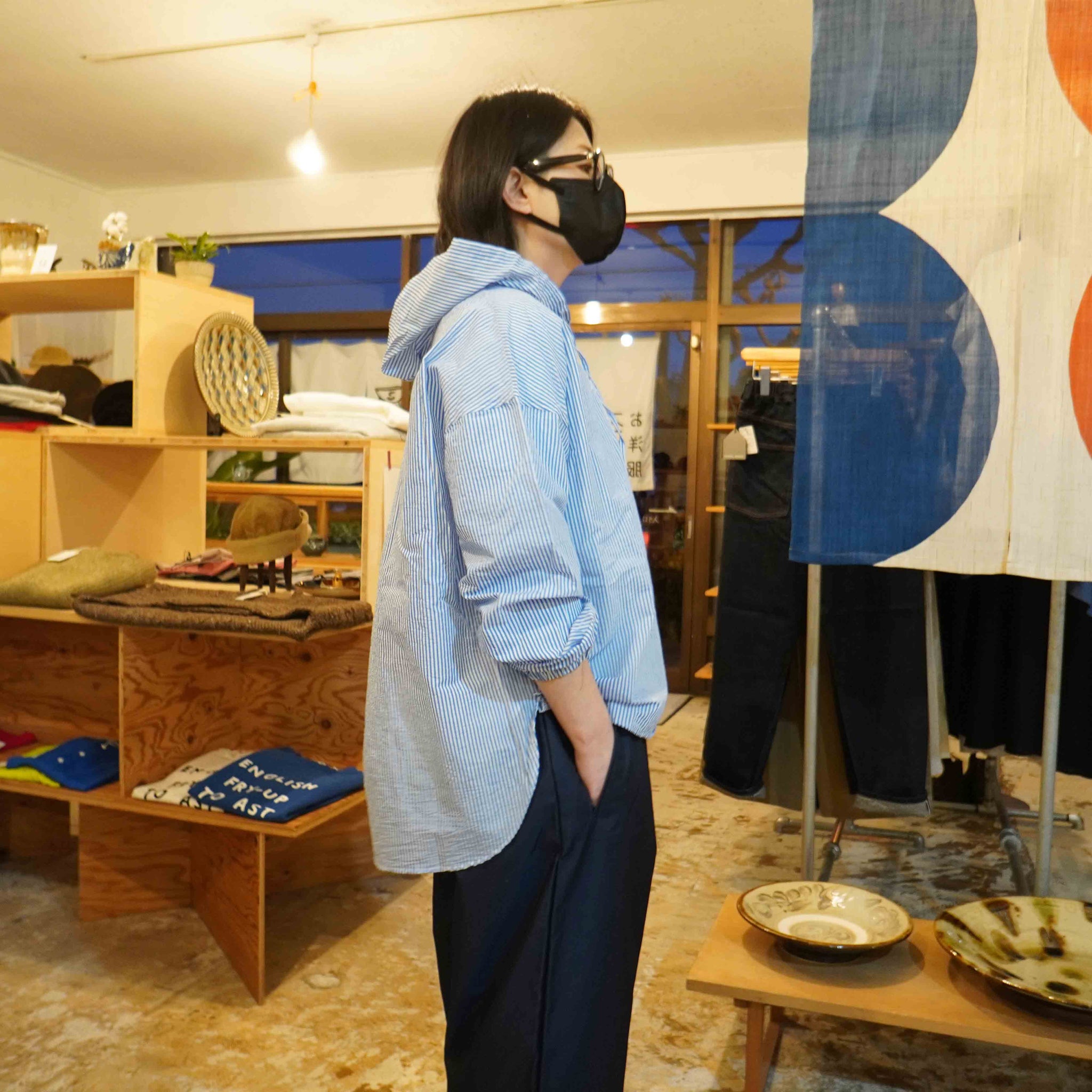 prit(プリット) エアリーコットン フードプルオーバーシャツ（P81519