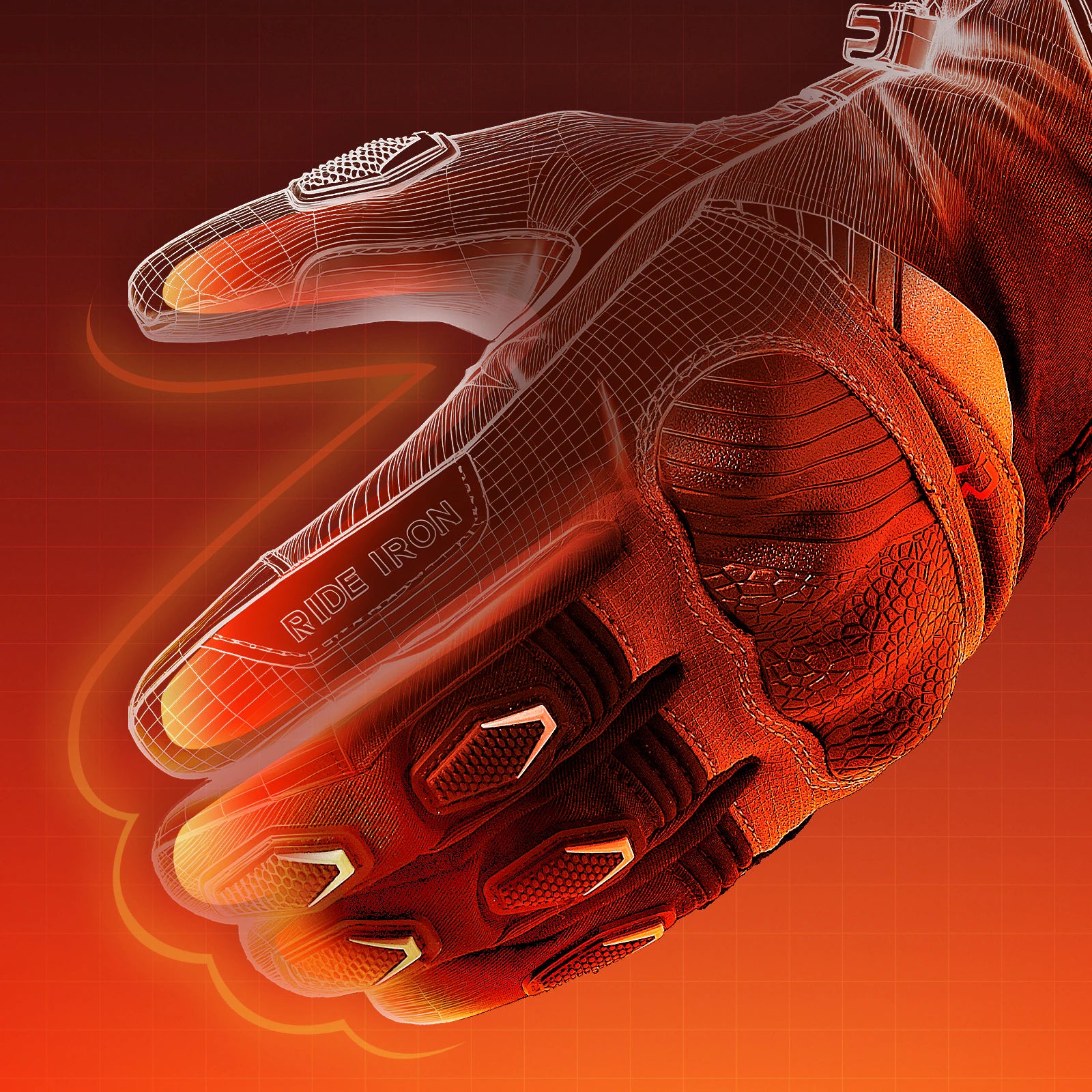 RIDEIRON 冬用防水 スマート電熱 バイク用グローブ| MG7501H