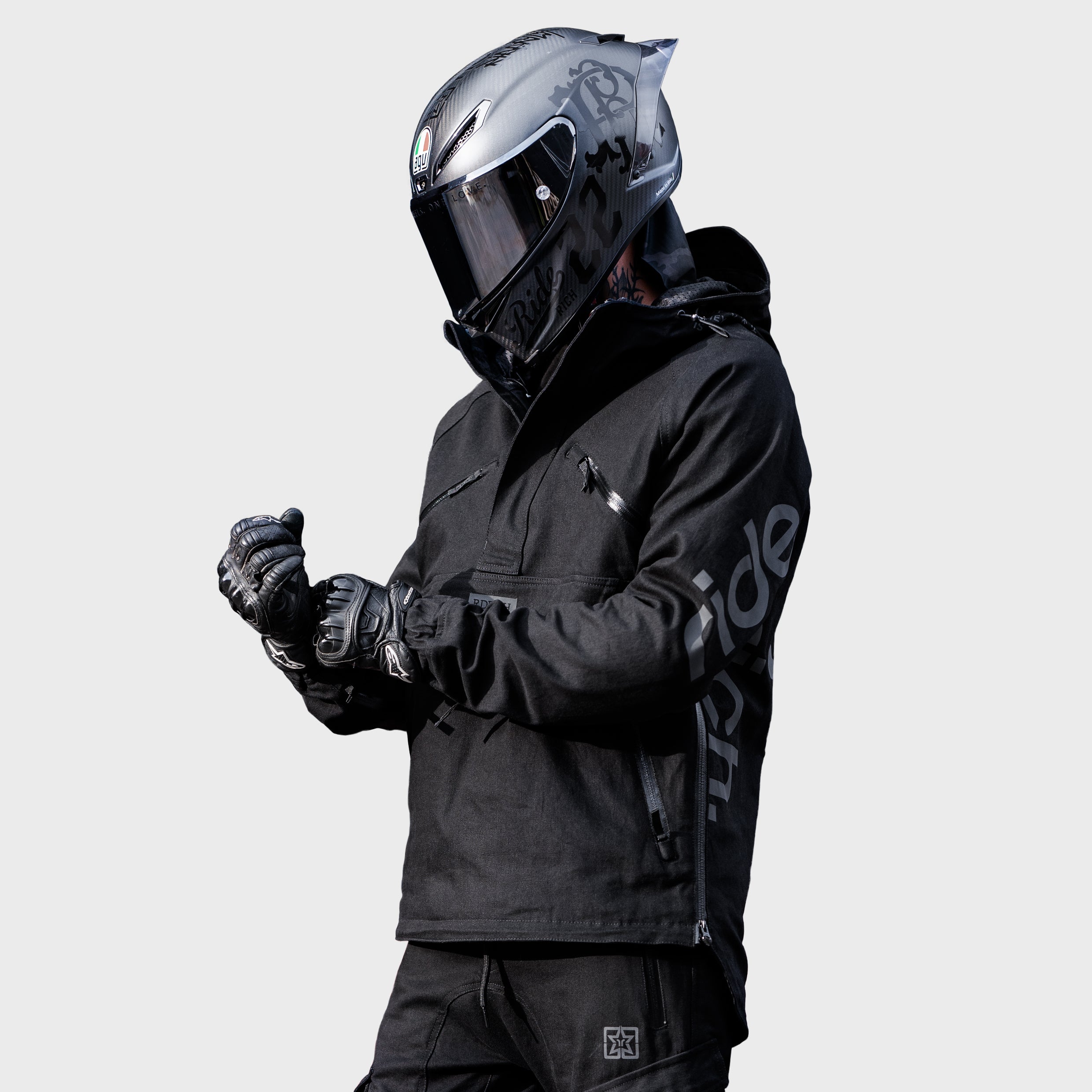 Concord™ Armoured Denim Anorak Motorcycle Jacket {The Message V2/Black