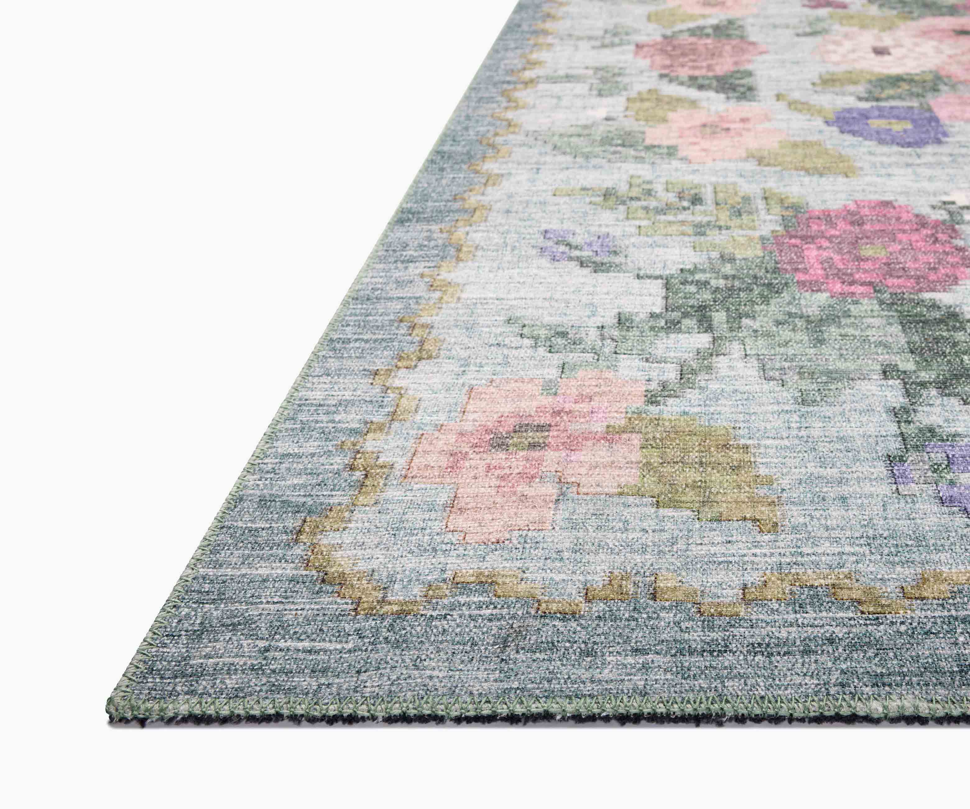 Rosa Antique Rose Power Loomed Rug - Sky – Rifle Paper Co