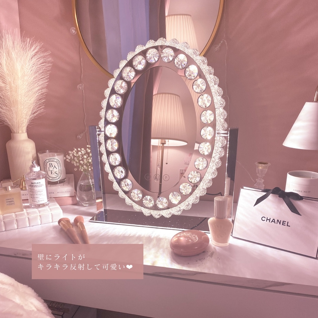 Francfranc ブリエ ハリウッドミラー ラウンド 調光 調色 ライト付