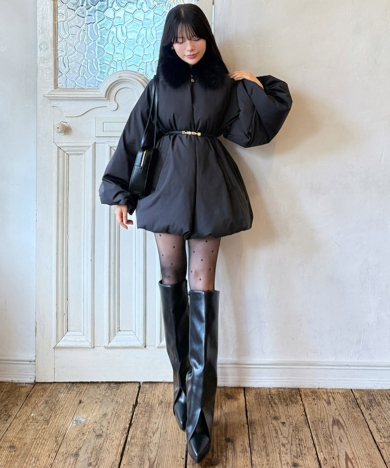 ファー付ポンチョ風パフィーコート｜ROYAL PARTY ロイヤルパーティー