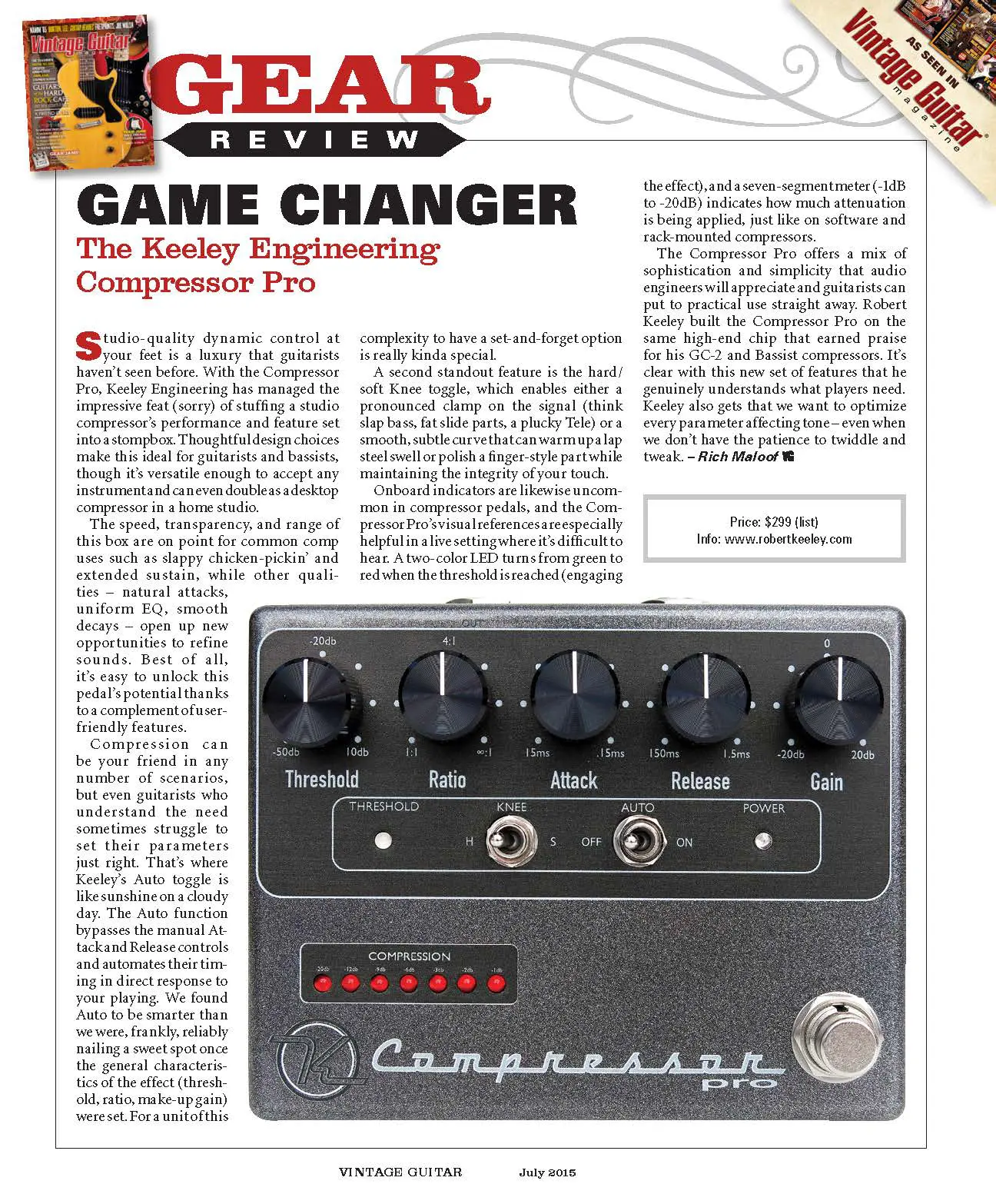 Keeley Compressor Pro - Keeley Electronics Guitar Effects Pedals