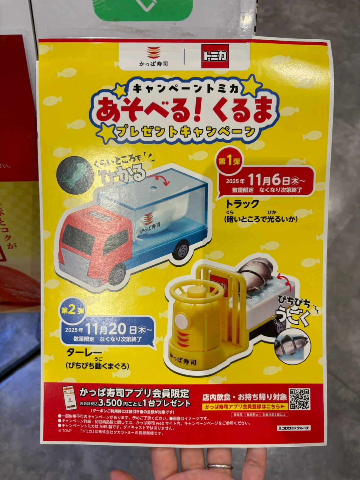 限定】かっぱ寿司 × トミカの新コラボがアツい！ 暗闇で光るイカ