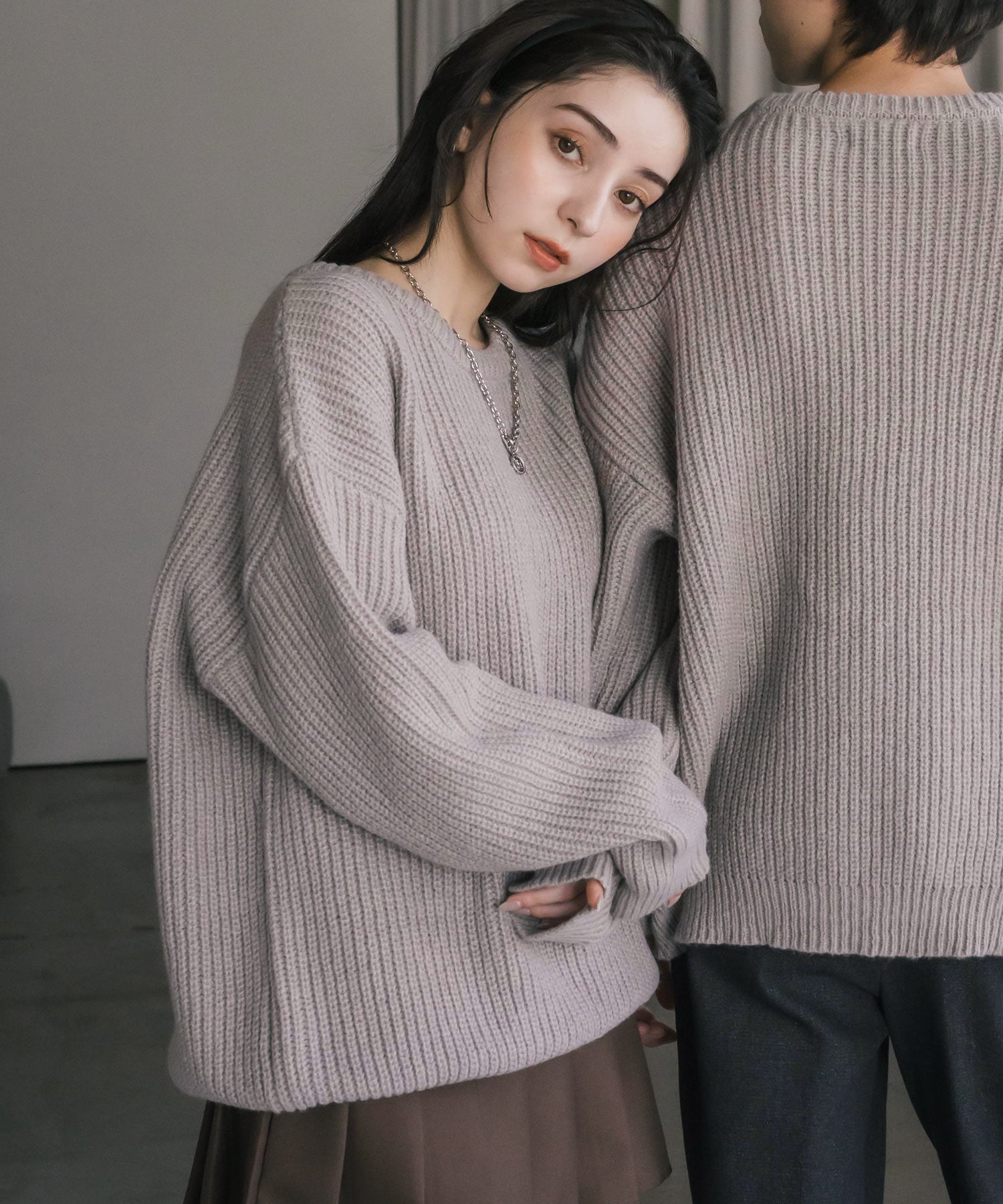 オーバーサイズ畦編みクルーネック長袖ニットセーター 14552 – Rocky