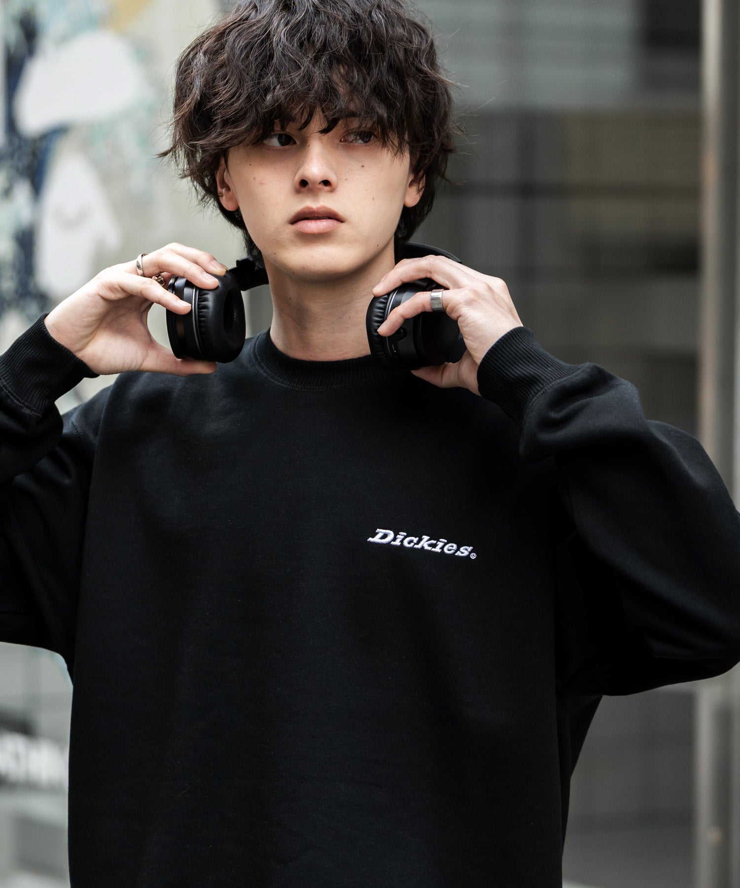 Dickies 裏起毛バックプリント刺繍クルーネック長袖スウェット