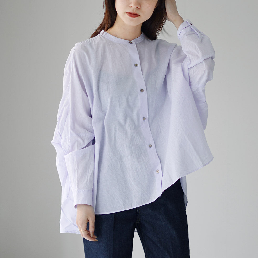 mizuiro ind（ミズイロインド） バックギャザー ワイドシャツ