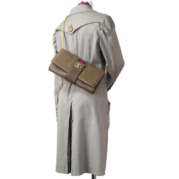 OLD Gucci ピグスキン横長チェーンクラッチバッグ（茶） – Vintage