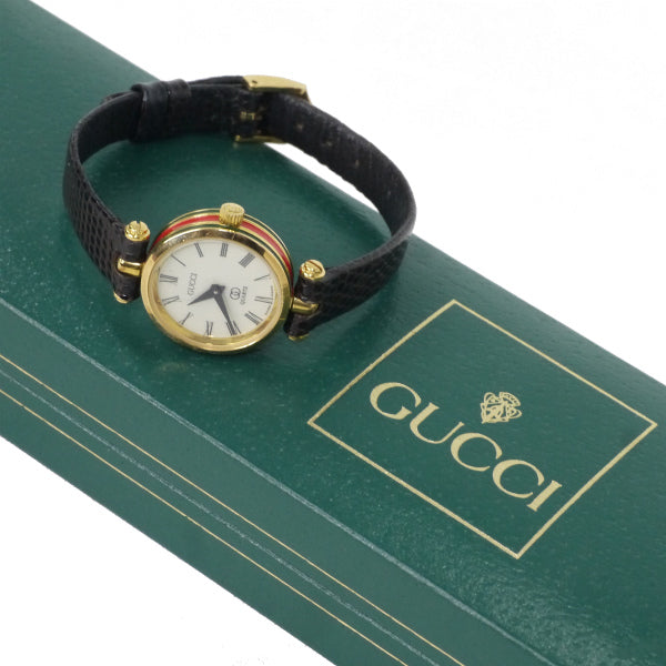 OLD Gucci サイドシェリーミニ腕時計（リザード/濃茶） – Vintage Shop