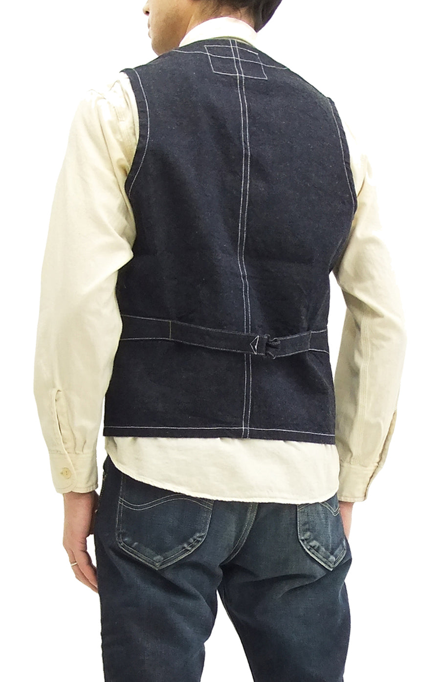 Sugar Cane Vest Men's Casual Indigo Wabash Stripe Work Vest