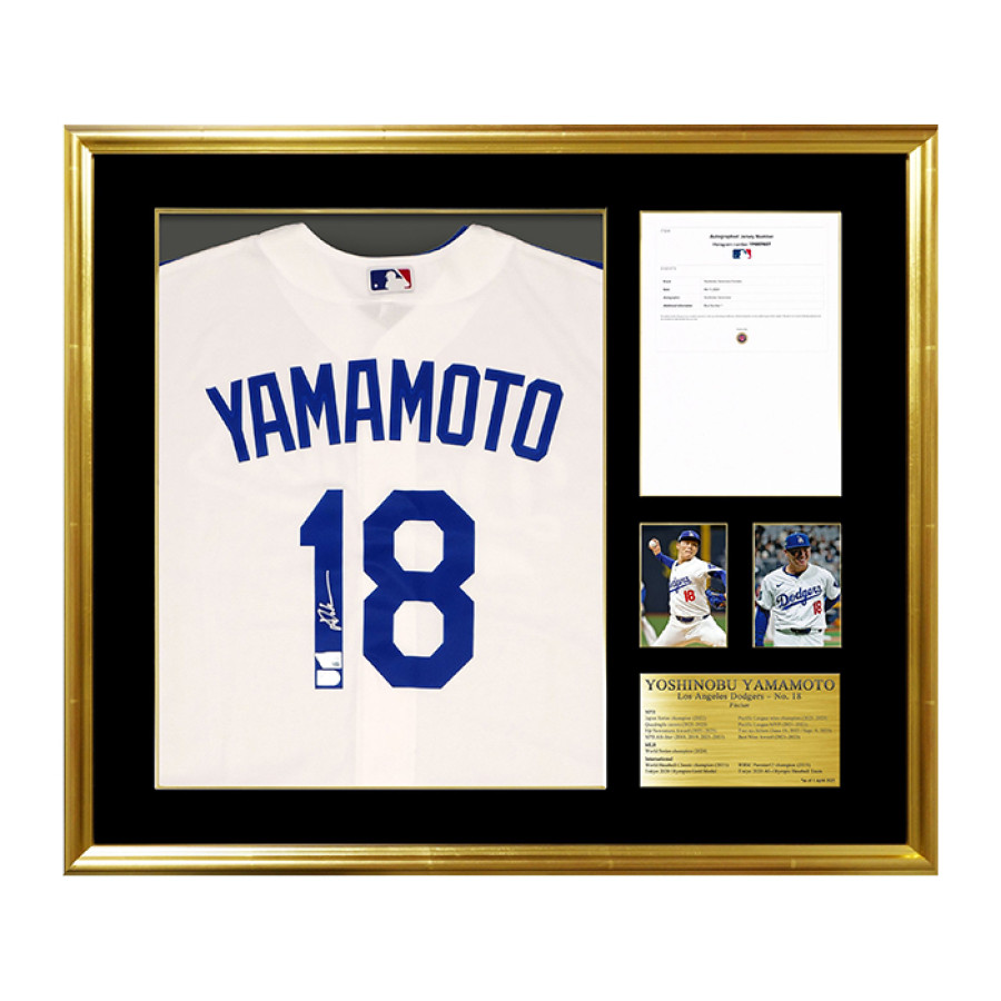 山本由伸直筆サイン入り ドジャースホームレプリカユニフォーム特製