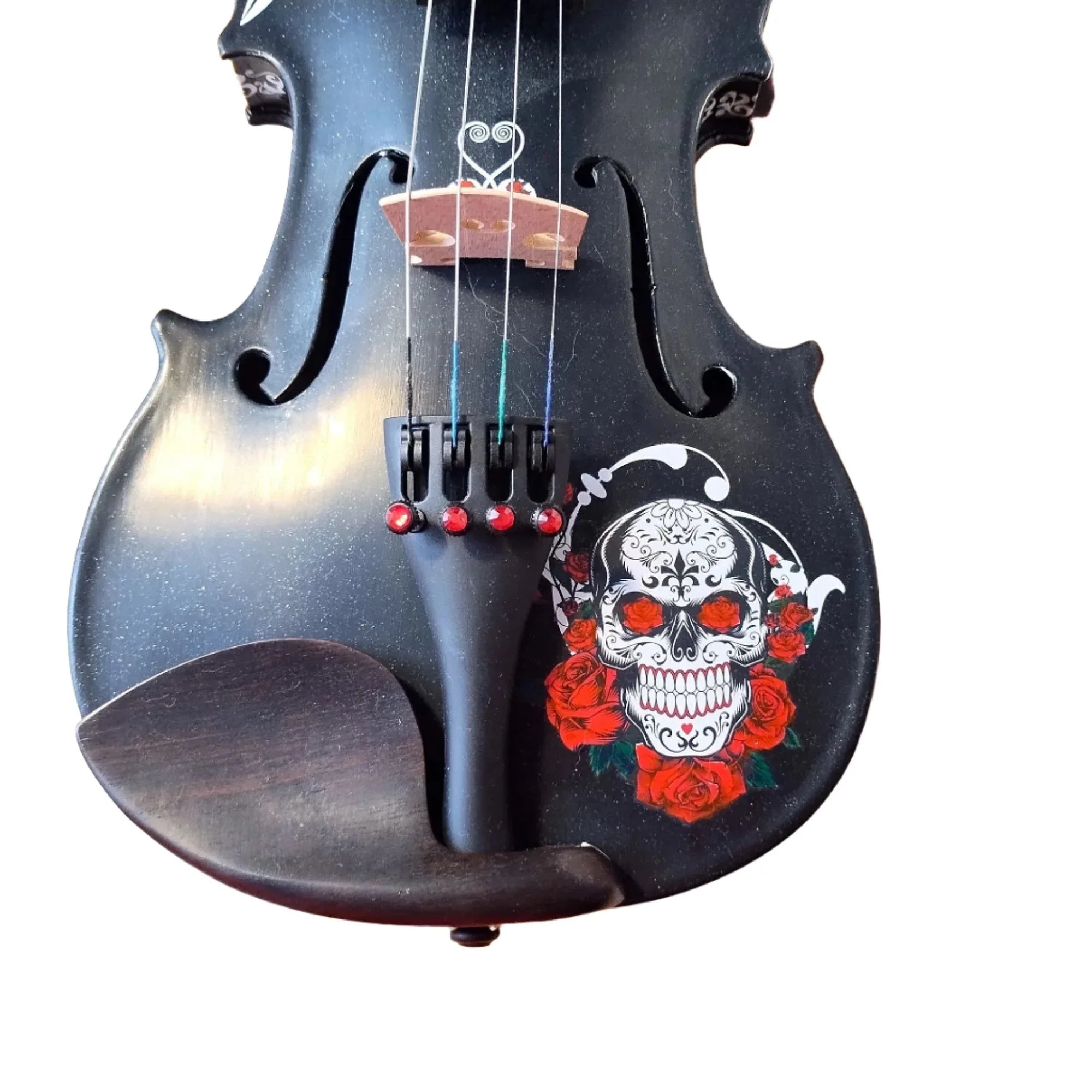 Cinco de Mayo Black Glitter Violin with Bow Case Set Up