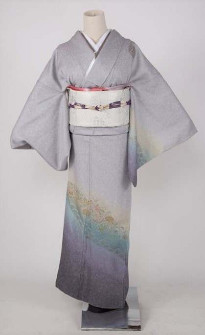 訪問着レンタル⑯適応身長150㎝～165㎝【グレー系】 – 着物レンタル