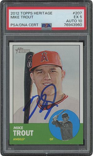 2012 Topps Heritage Mike Trout Signed Rookie Card PSA EX 5, PSA