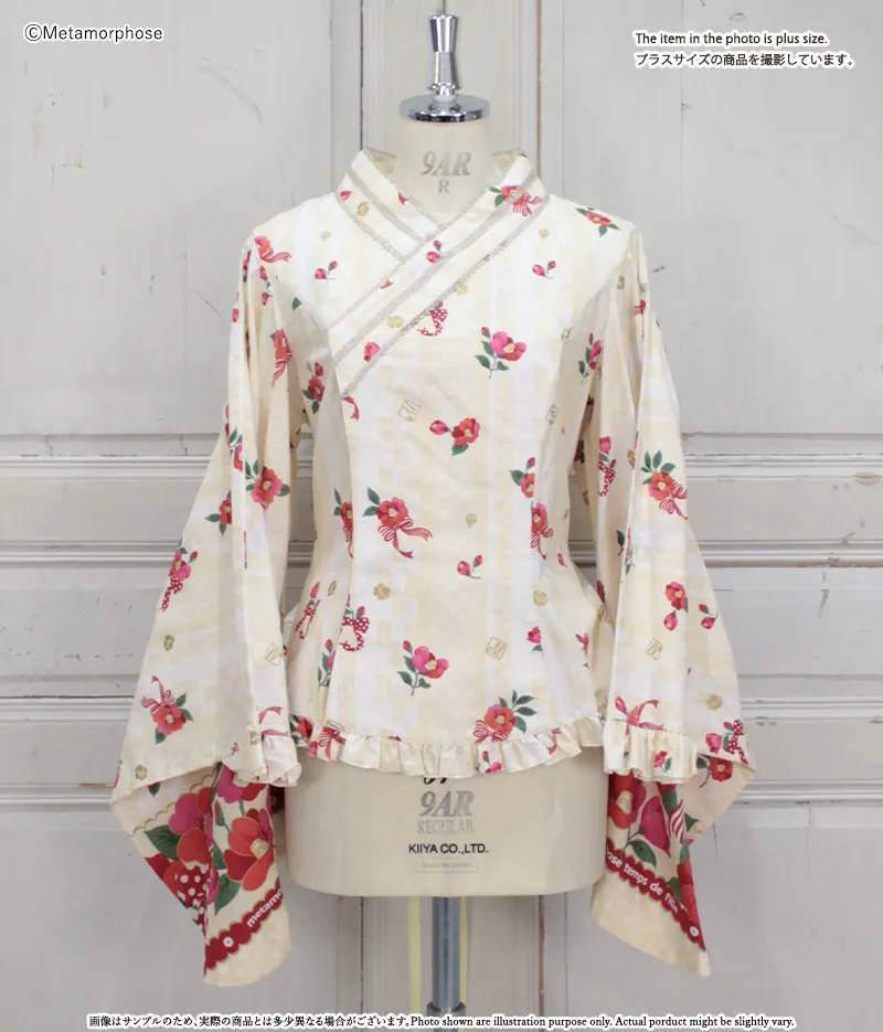 おとめの恋つばき 着物合わせ風ブラウス - ブラウス、カットソー