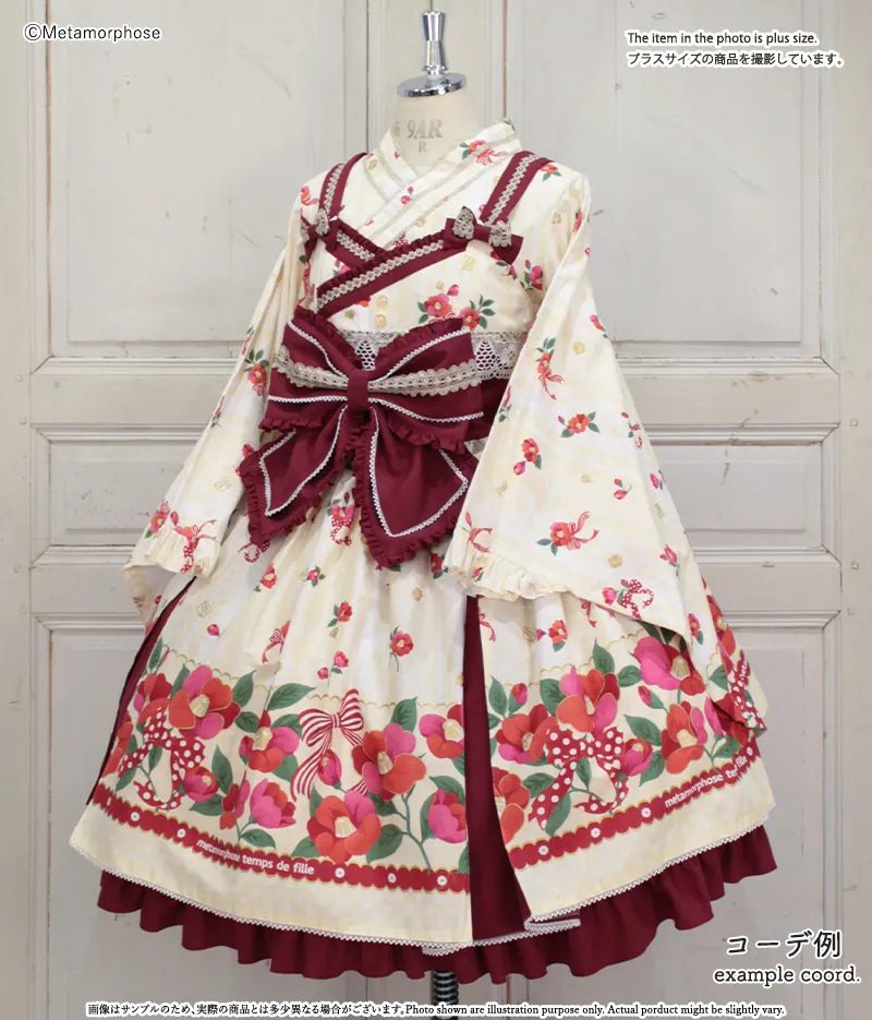 おとめの恋つばき 着物合わせ風ブラウス - ブラウス、カットソー