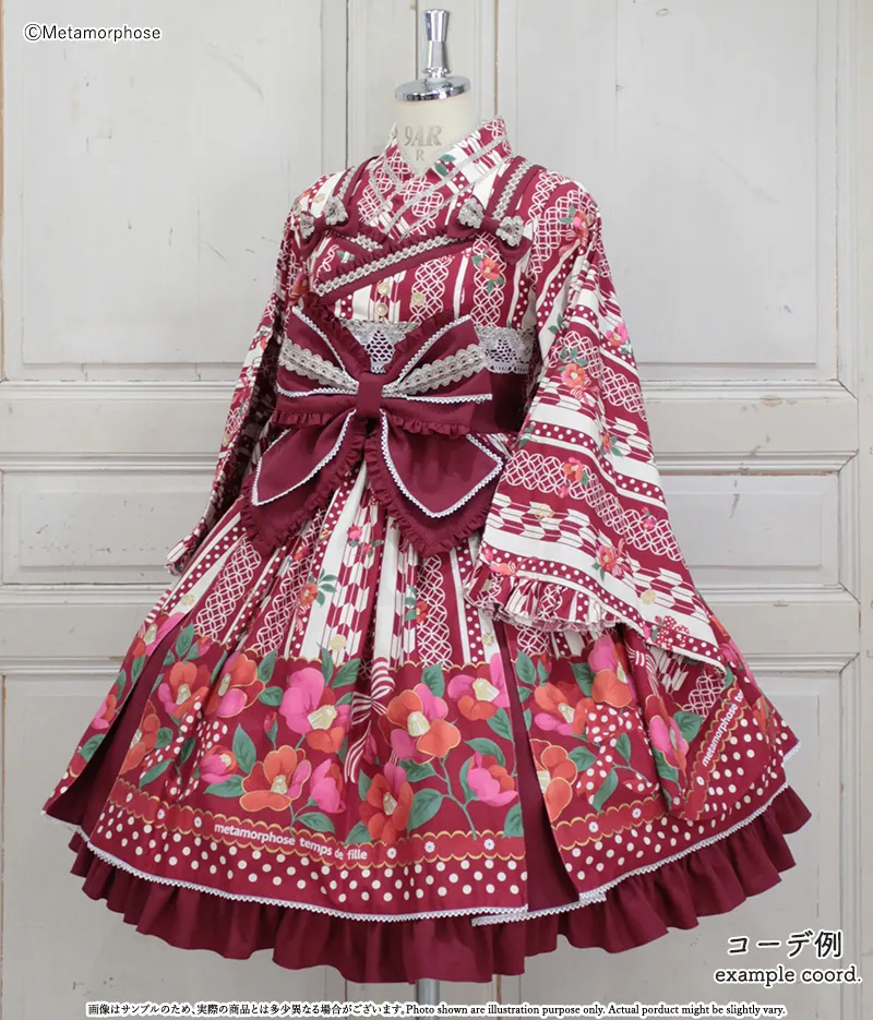 おとめの恋つばき 着物合わせ風ブラウス - ブラウス、カットソー