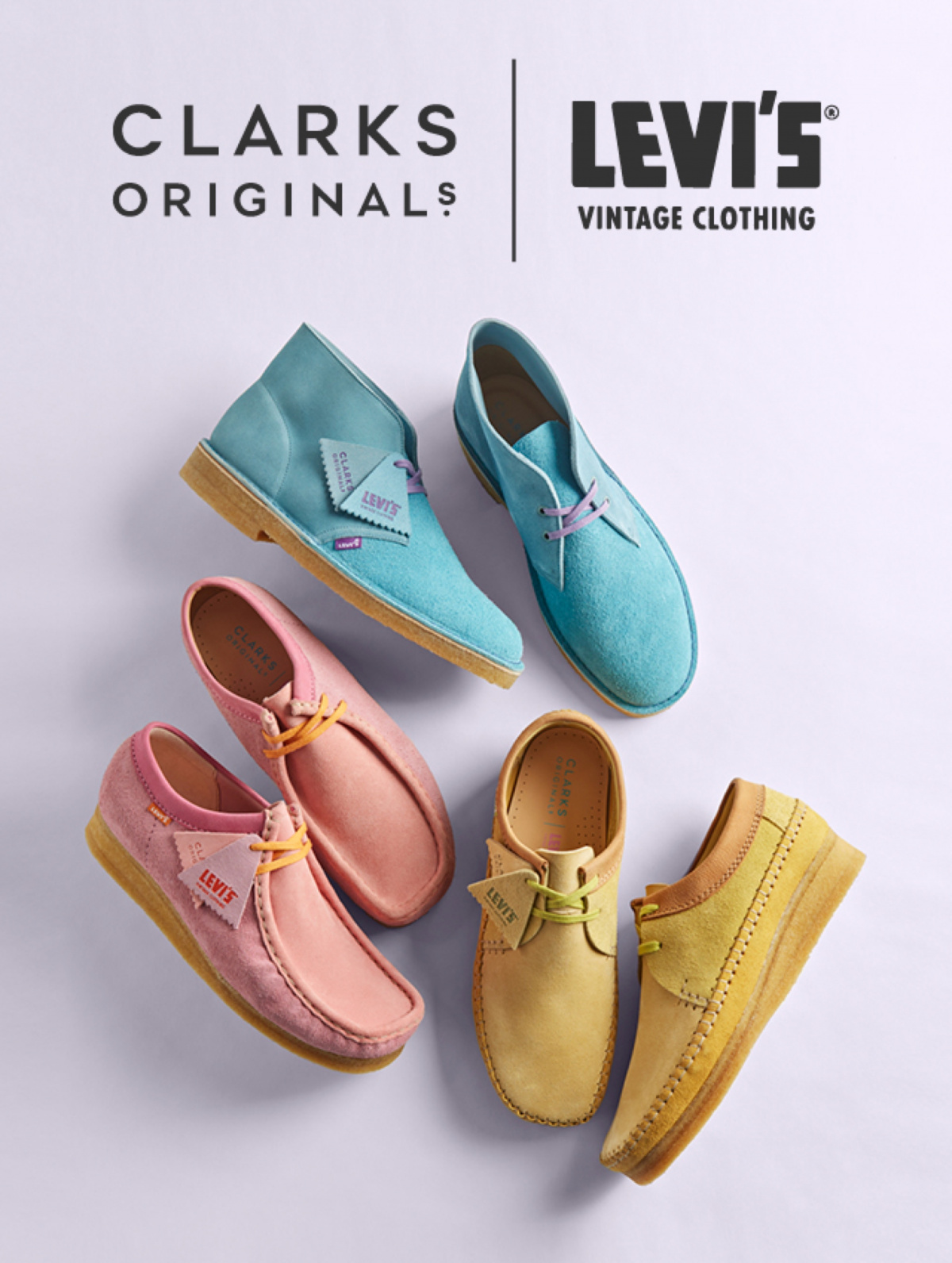 パステルカラーが新鮮！ クラークス×リーバイスのコラボシューズに注目