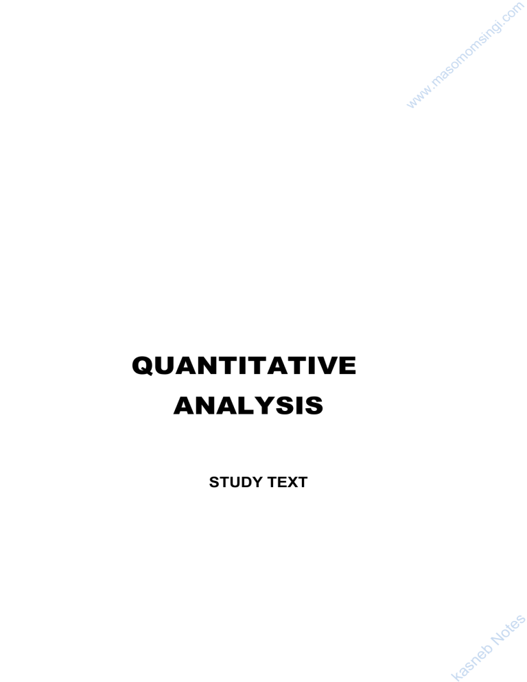 Quantitative Analysis Study Text
