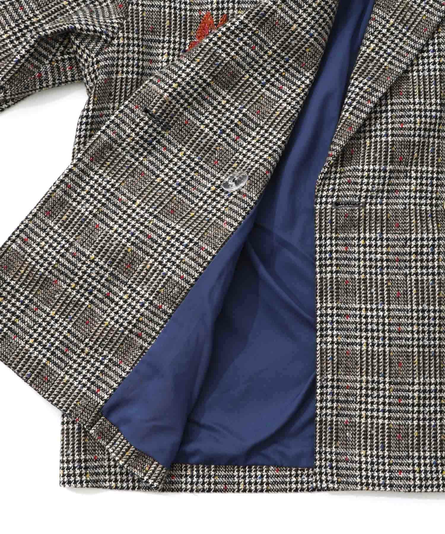 553251：花蝶刺繍のオーバーサイズ チェック柄ジャケットの通販-ScoLar