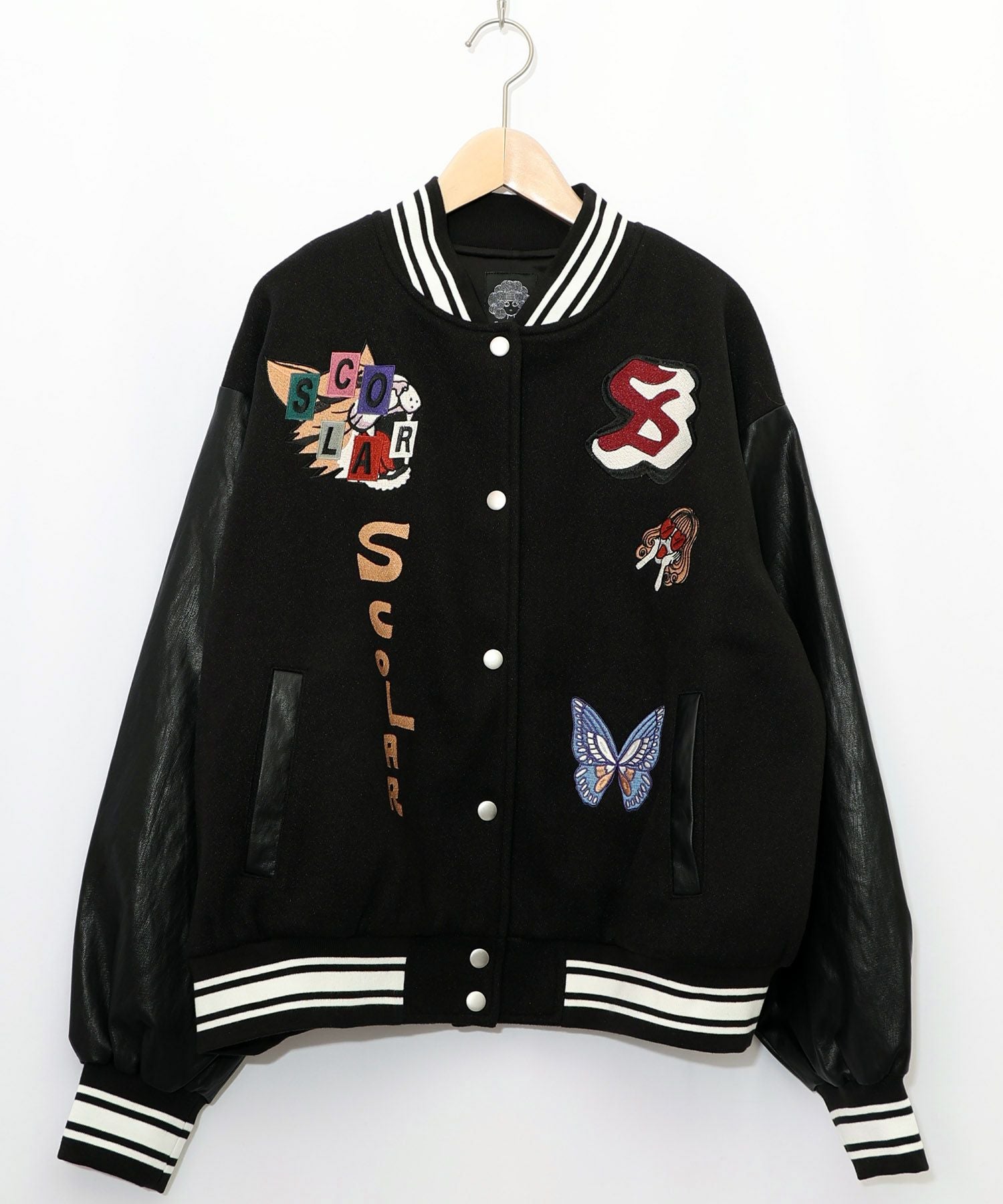 153686：メルトン×合皮 異素材切替スタジャンの通販-ScoLar