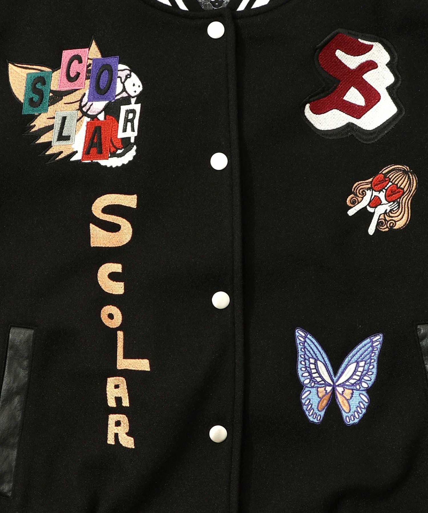 153686：メルトン×合皮 異素材切替スタジャンの通販-ScoLar