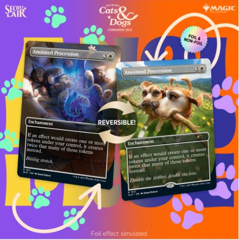 First Previews Of Secret Lair Raining Cats & Dogs Commander Deck