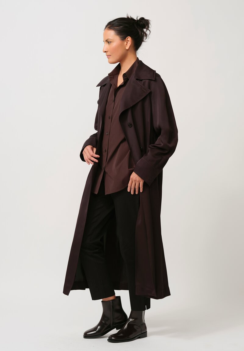 Jil Sander Long Belted Trench Coat in Ganache Brown | Santa Fe Dry