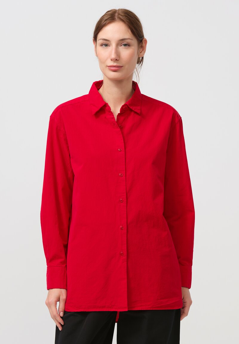 Casey Casey Paper Cotton Big Raccourcie Shirt in Lippy Red | Santa