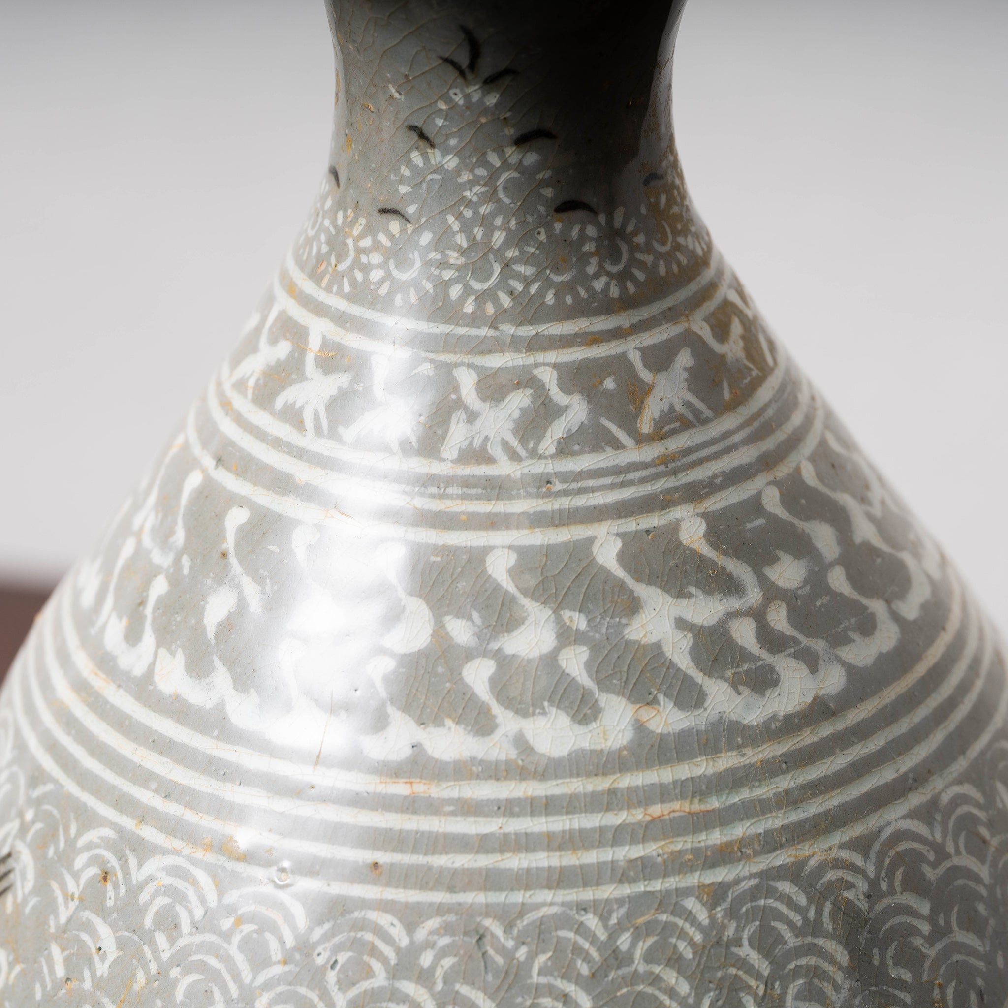 中国 青花釉裏紅 魚藻文 玉壺春瓶 C 7043