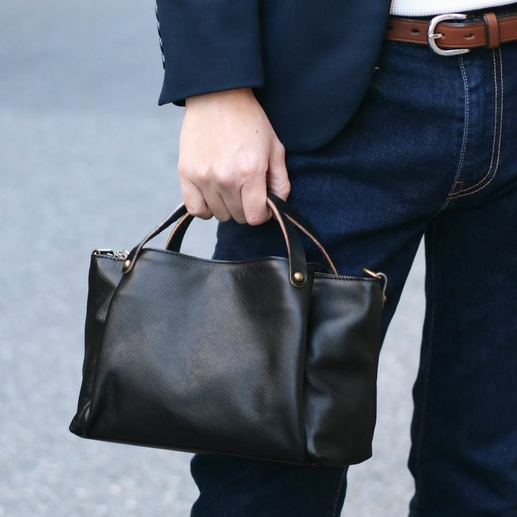 HALEINE 本革 ハンドバッグ メンズ 小さめ トートバッグ ショルダーバッグ