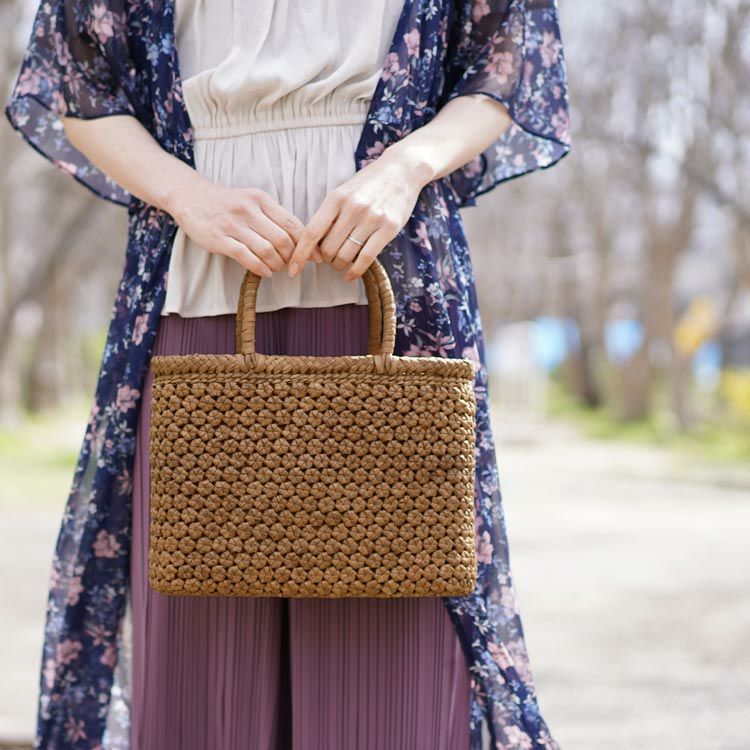 山葡萄 かごバッグ レディース 六角花編み 5mm 天然素材 手編み 山