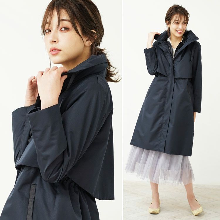 フード付き 2way ロングコート ライナーベスト付き レディース