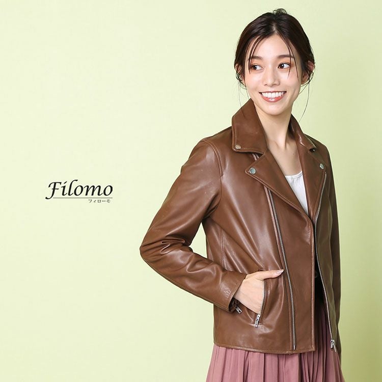 ライダースジャケット レザー レディース ダブル ラムレザー