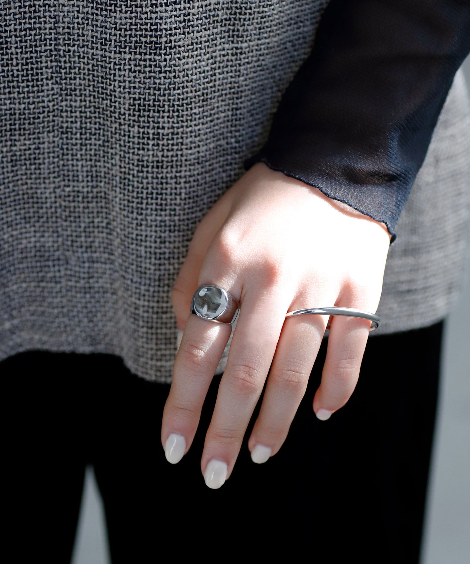 mimi33】【ステンレスIP】ラウンドシグネットリング[Ownideal