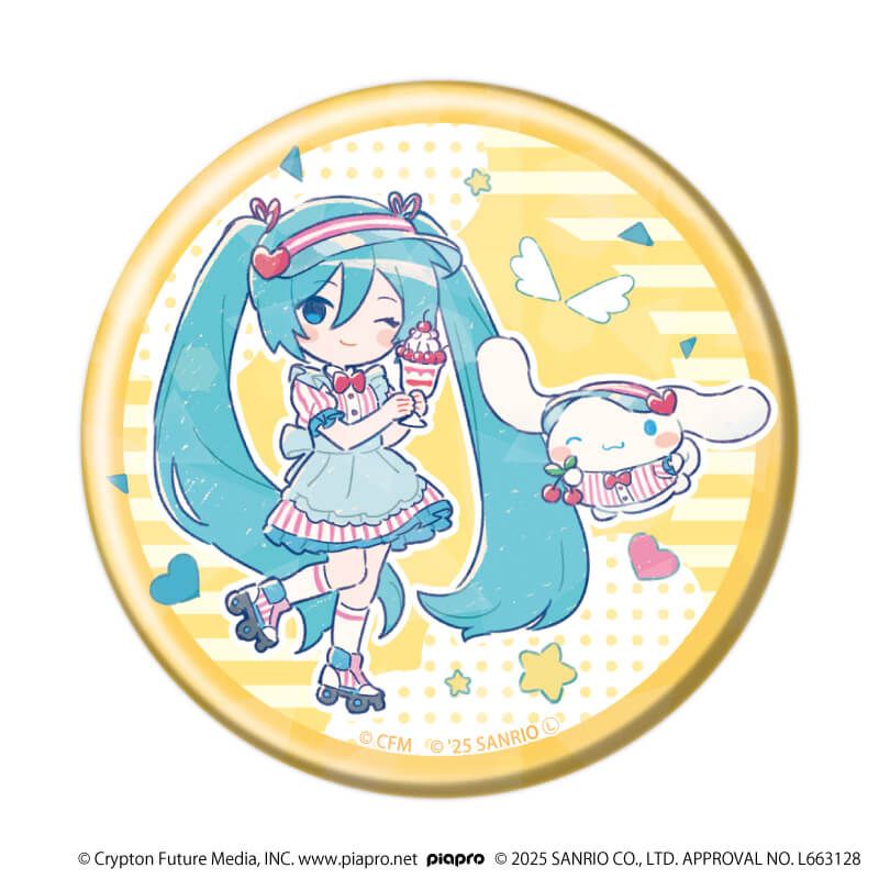 初音ミク×シナモロール｜ホログラム缶バッジ(57mm)「初音ミク