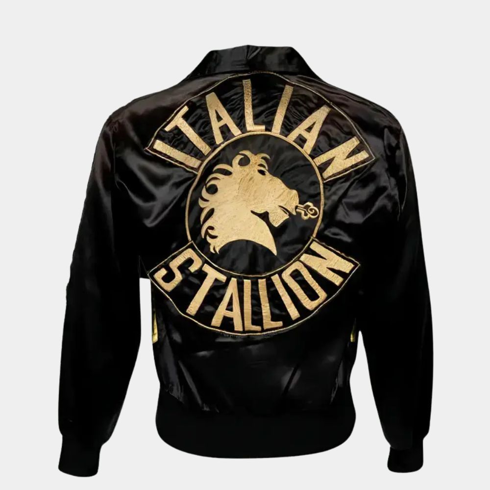 Rocky III Rocky Balboa aka Sylvester Stallone Black Satin Jacket