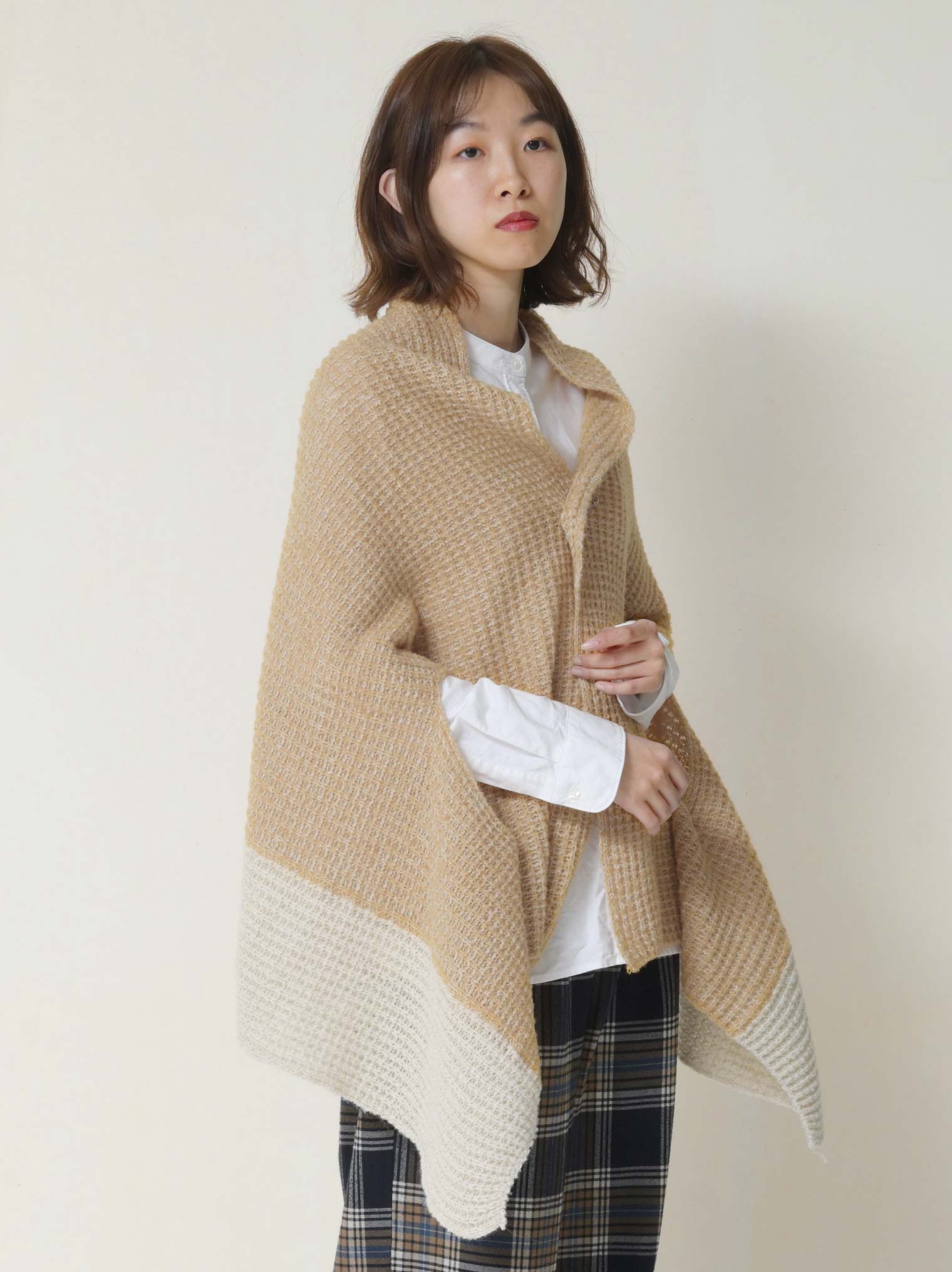 nico ストールポンチョ / ふくらみのある畦編み ウール - SAIFUKU公式