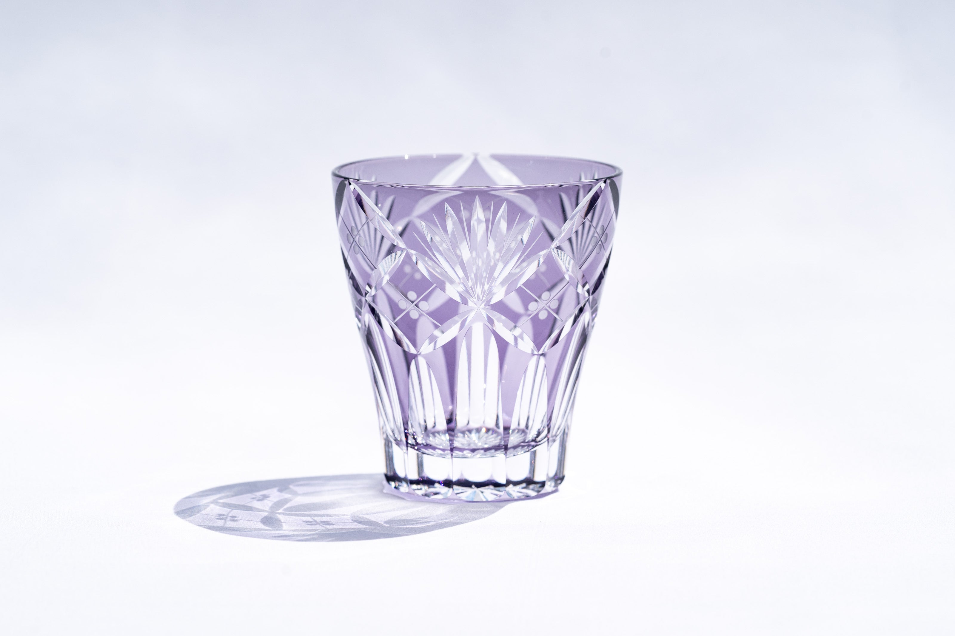 M-8573-BP 七宝笹の葉文様 ミニオールド ブルーピンク 江戸切子 直販