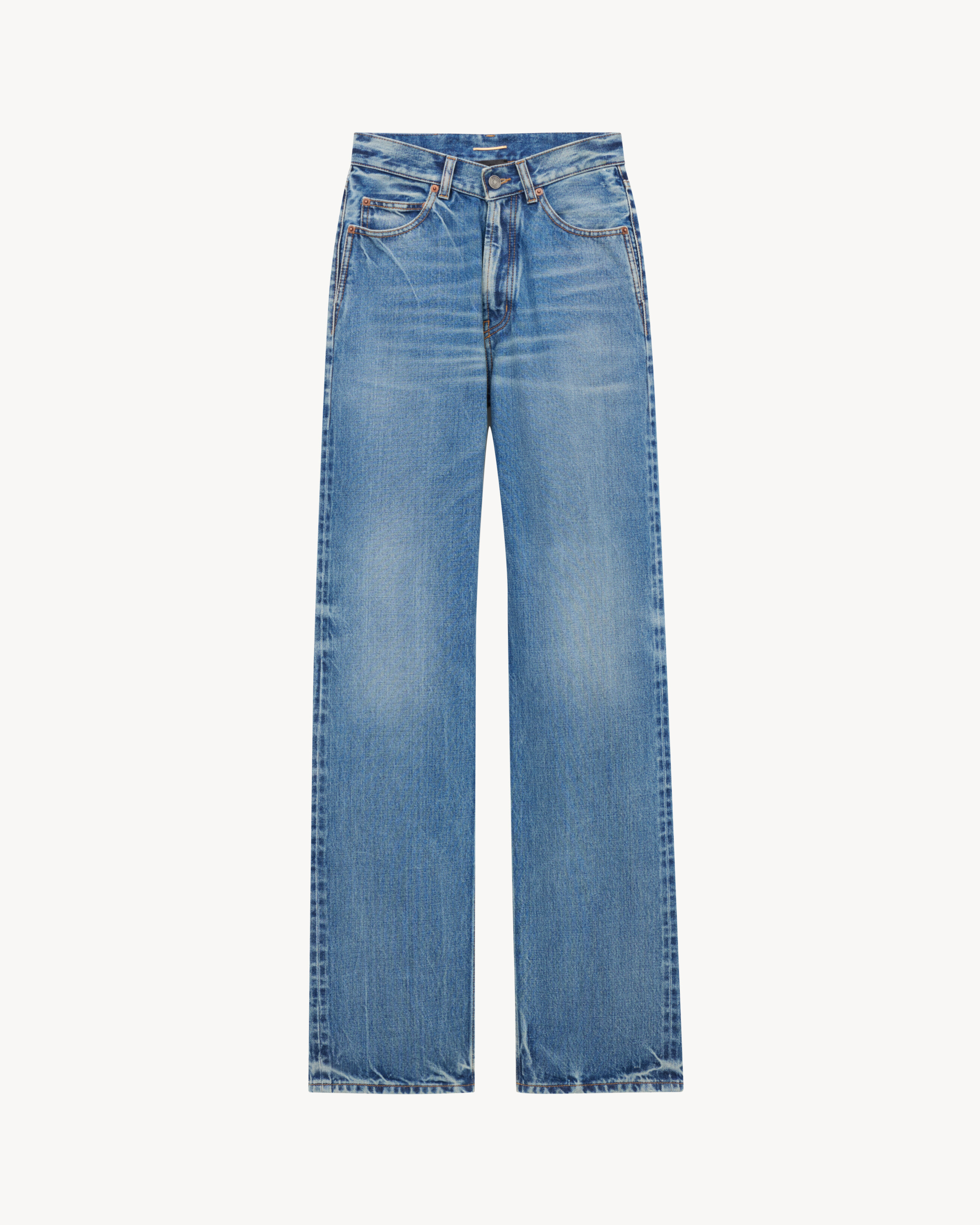 v-waist long baggy jeans in Blue | Saint Laurent | YSL EN-TW