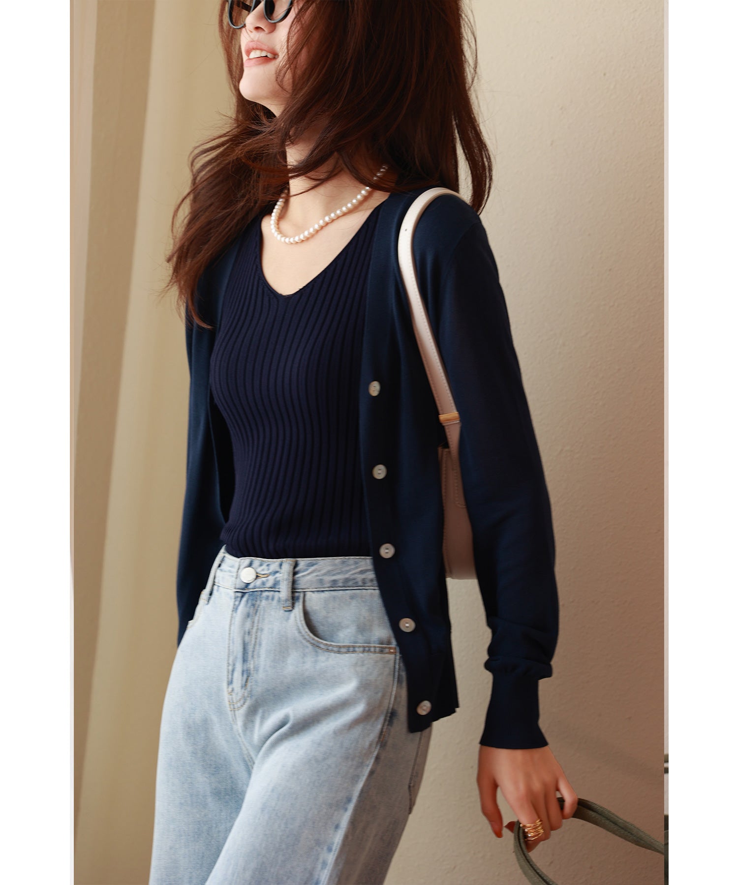サマーニットVネックカーディガンxyf2080 ネイビー – [公式]SAISON DE