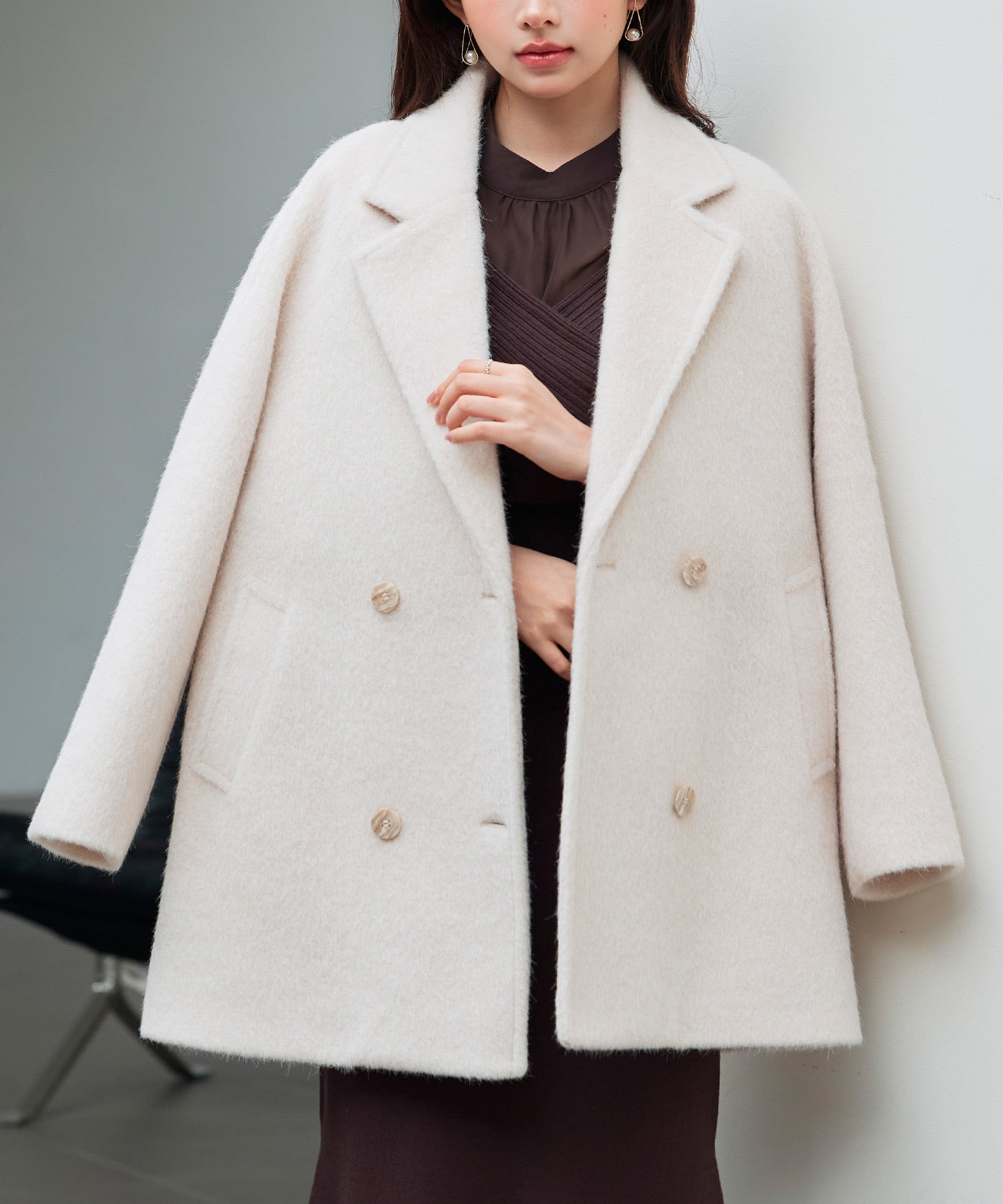 ダブルブレストテーラードウールライクジャケット/コートsdpdy5333