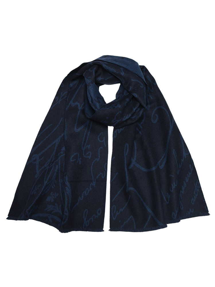 BERLUTI (ベルルッティ) ロゴ 総柄 ウール100％ リバーシブル 大判