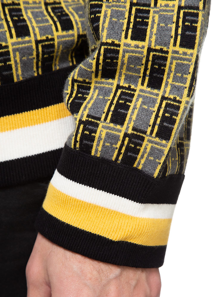 DIESEL ディーゼル メンズ ニット 総柄 プリント ライン クルーネック