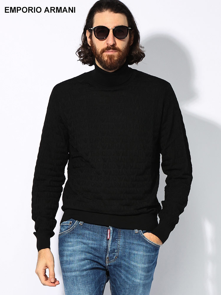 EMPORIO ARMANI (エンポリオアルマーニ) ウール ジャガード総柄ロゴ