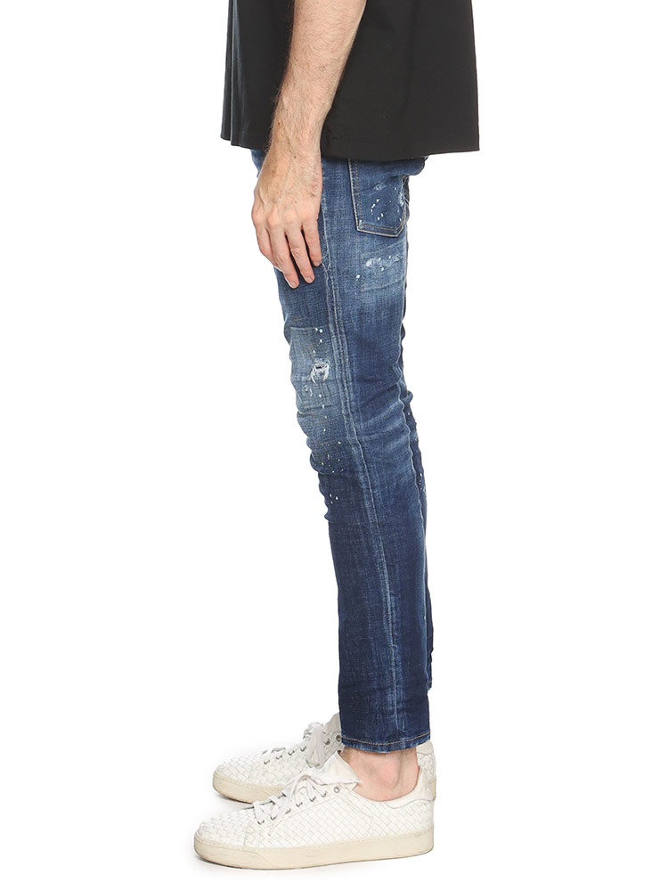 DSQUARED2 (ディースクエアード) ダメージ＆ウォッシュ レザーラベル