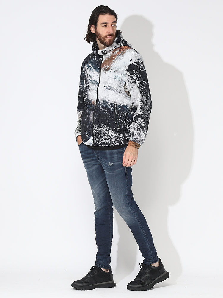 DIESEL (ディーゼル) ナイロン 総柄 フルジップ ジャケット