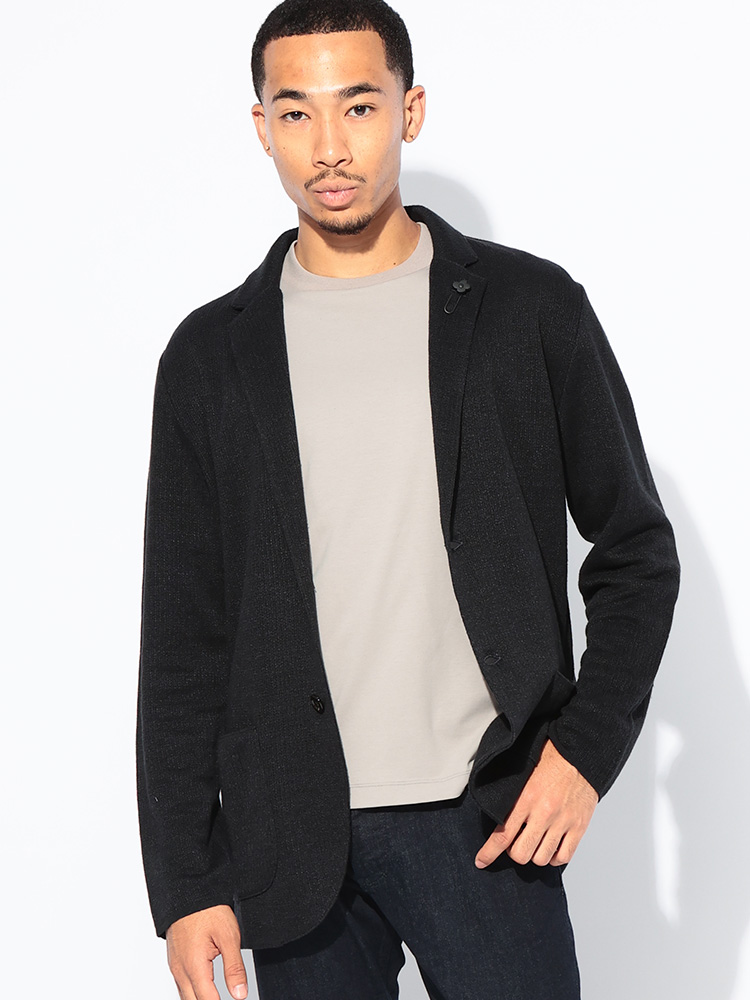 LARDINI (ラルディーニ) コットンリネン シングル ニット ジャケット